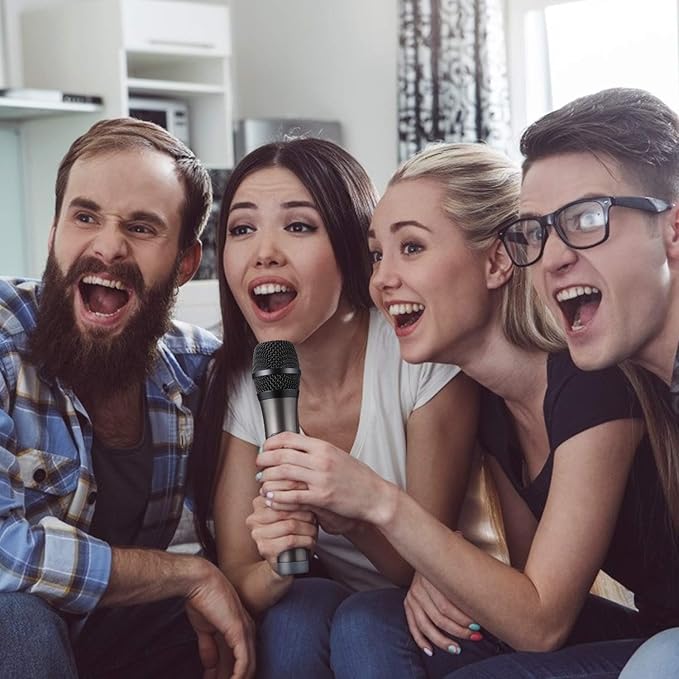 HOTEC UHF Wireless Dual Handheld Microphones with Rechargeable 1/4” Output Mini Portable Receiver for Live Performance Over PA, Mixer, Speaker (H-U26C)