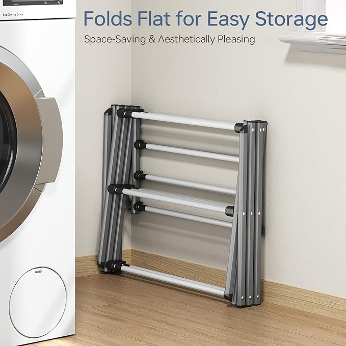 APEXCHASER Drying Rack Clothing, Clothes Drying Rack Foldable, Laundry Drying Rack Expandable, Small Clothe Hanger for Baby Clothes Towels Bibs, Socks, Clothes Airer for Indoor Outdoor Use, White/Grey