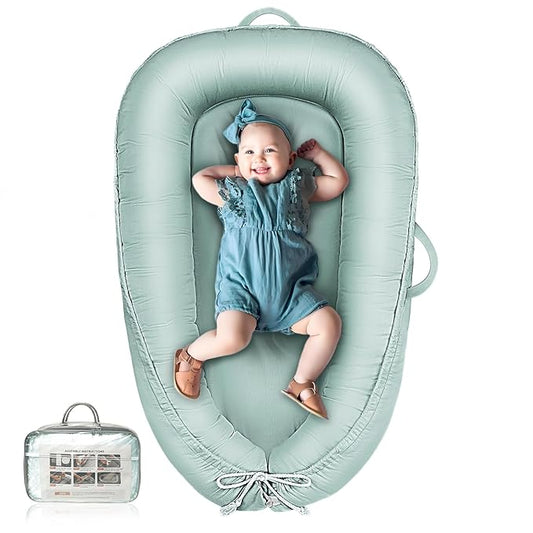 Baby Lounger - Infant Lounger for Newborn 0-24 Months, Pure Cotton Breathable Baby Nest Lounger Cover, Newborn Essentials for Baby Boys & Girls, Portable Baby Lounger for Home and Travel