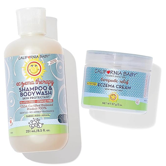 California Baby Eczema Treatment Set | 2oz Eczema Cream + 8.5oz Eczema Body Wash | Colloidal Oatmeal + Aloe Vera | Steroid-Free | Hypoallergenic