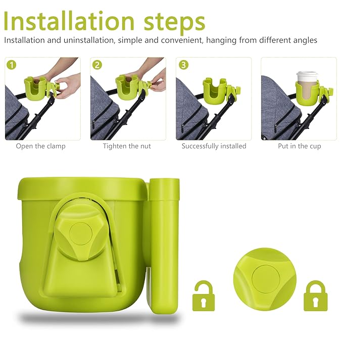 Suranew Adjustable Stroller Cup Holder with Phone Holder for Baby Stroller for Family Members
