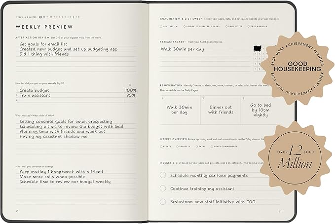 Full Focus Navy Linen Planner by Michael Hyatt - The #1 Daily Planner to Increase Focus, Eliminate Overwhelm, and Achieve Your Biggest Goals - Hardcover