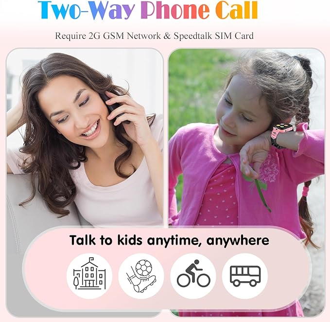 Goodatech Smart Watch for Kids Boys Girls Learning Toys with 16 Games Phone Call SOS, Camera Voice Music Player Recorder Alarm Clock,4-12 Years Birthday (Pink)