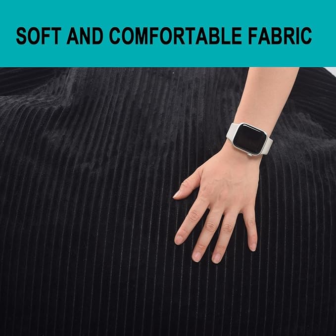 Classic Bean Bag Chair, with Faux Rabbit Fur Cover for Teens and Kids, Memory Foam Bean Bag Chairs, Ultra Soft Faux Fur Fabric, 2.5 feet Round Fluffy Bean Bag Sofa