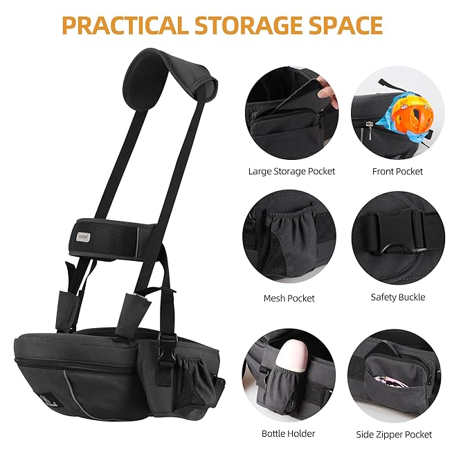 Baby Hip Seat Carrier, Ergonomic Waist Stool for Child Infant with Adjustable Strap Pocket Soft Base, Baby Hip Carrier for Newborns & Toddlers