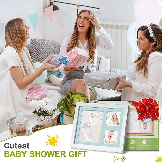 Baby Keepsake Frame,Personalized Newborn gifts,Newborn footprint kit,Baby hand and footprint kit,new mother gifts(grey)