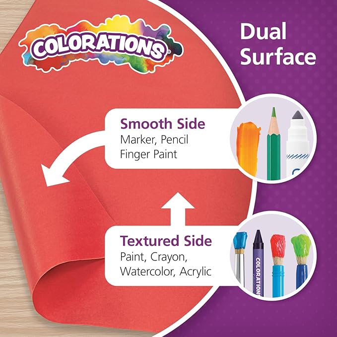 Colorations DSRE Dual Surface Paper Roll, Scarlet Red,, 36" x 1000' (1 Roll)