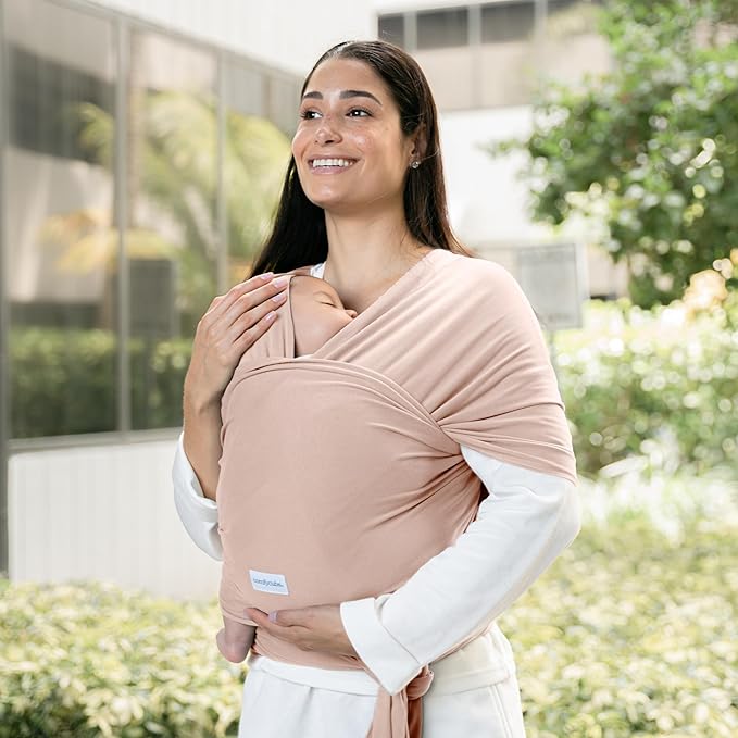 Comfy Cubs Baby Wrap Carrier - Soft & Secure Fit Cotton Blend Baby Carrier Newborn to Toddler - Hands-Free & Lightweight Infant Wrap - Adjustable, One Size Fits All Toddler Sling - Blush