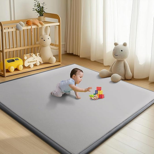 Baby Play Mat for Floor - 1.4" Thick Memory Foam Rug, 70"x59" Playpen Tummy Time Mat, Soft Velvet Nursery Rug, Large Padded Crawling Mats, Cushioned Pads for Playroom Toddlers, Infants, Yoga, Tatami