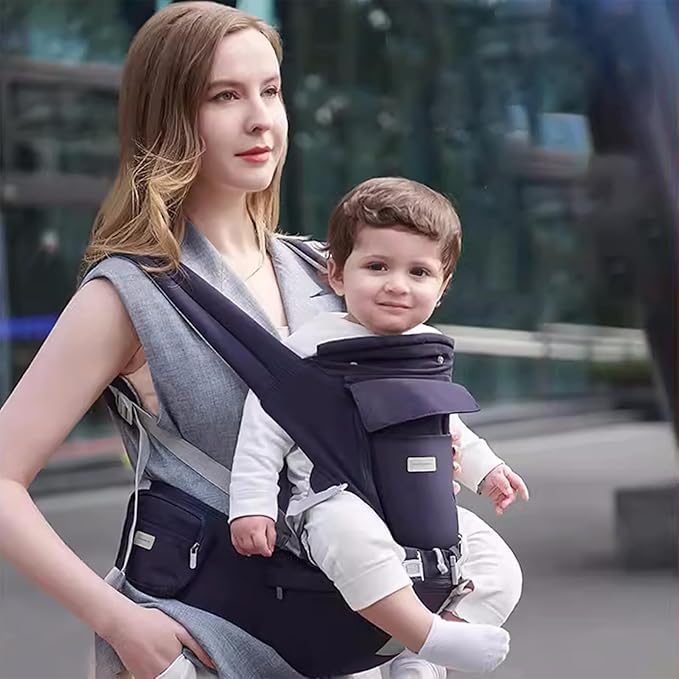 Baby Carrier, 3-in-1 Baby Carrier Newborn to Toddler with Hip Seat (Ergonomic M Position) for 0-36 Month/7-45lbs, Adjustable Size for Enhanced Lumbar Support,Perfect for On-The-go, Dark Blue