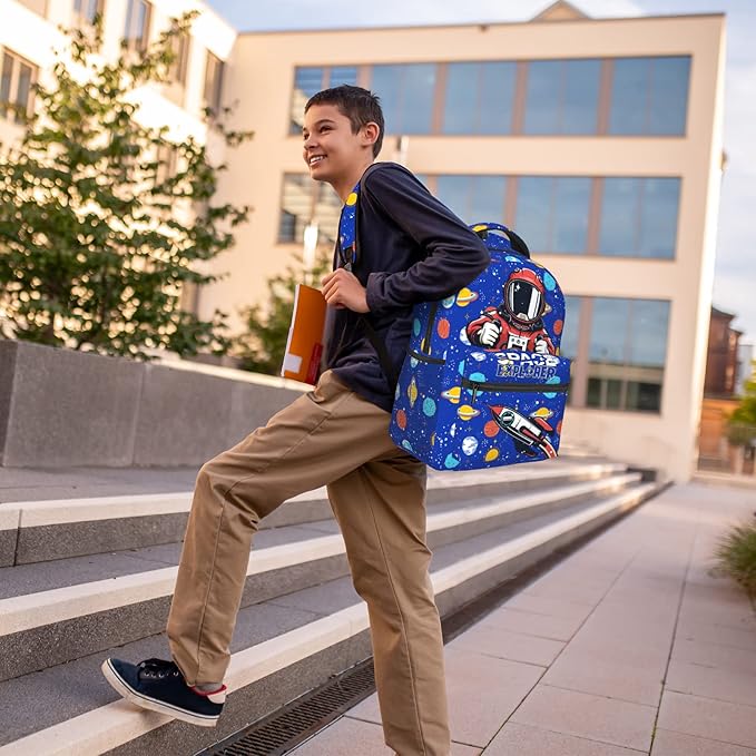 Astronaut Planet Space Backpack For Boys Girls Kids Navy Blue Rocket Spacecraft Book Bag Funny Galaxy Planet Universe Backpack For Kids Boys Girls For School Travel Hiking