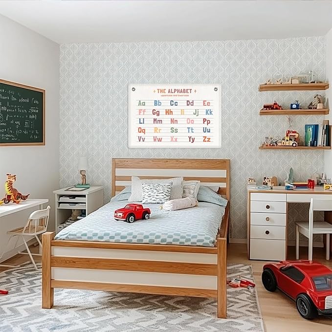 Alphabet Banner Playroom Decor Wall Hanging, Playroom Wall Decor Banner Flag, ABC Chart for Wall for Toddlers, Wall Flag Nursery Bedroom Toddler Room Decor Classroom Decorations, Banner for Room