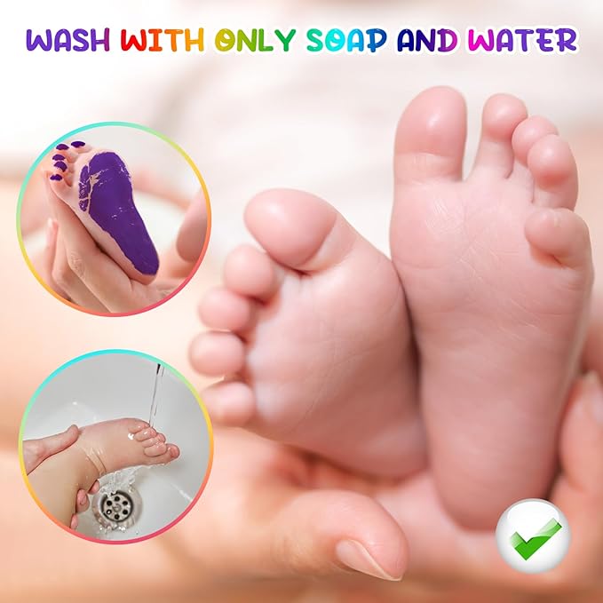 75ml Purple Baby Hand and Footprint Ink Kit, Baby Handprint Footprint Paint for Newborn Keepsake, Dog Cat Paw Print Kit, Washable, Non Toxic Acid-Free, Safe Gentle for Ideal New Mom Gifts