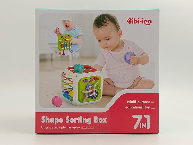AiTuiTui Multifunction Baby Sensory Activity Cube Toys for 12 18 Months, Shape Sorter Early Learning Educational Interactive Toys for Toddlers 1 2 Year Old Boy Girl, 1st Birthday Gifts
