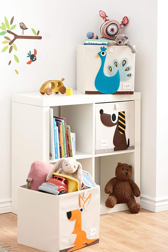 3 Sprouts Toy Storage Organizer: Toy Box Cube Organizer for Playroom, Nursery - Foldable Storage Bin - Kangaroo