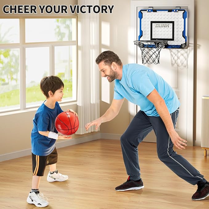 Indoor Basketball Hoop for Kids, Over The Door Mini Basketball Hoops, Mini Hoop with 4 Balls, Kids Basketball Hoop Sport Toys Gifts for 5 6 7 8 9 10 11 12+ Year Old Boys