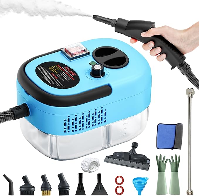 2500W Handheld Steam Cleaner,Portable Car Steamer For Auto Detailing,High-Temperature and Pressure Steam Cleaner For Home, Steam Cleaning Machine for Furniture,Kitchen,Grout,Floor,Tile (Blue)
