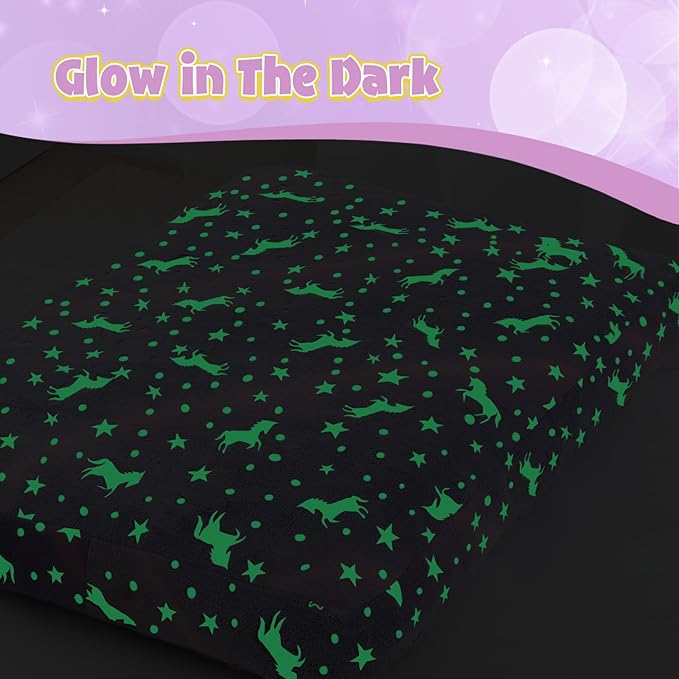 COMAX Kids Bean Bag Chair Turn into Beanbag Bed, Toddler Bean Chair for Girl Boy Sleeping, Lazy Children Bean Bags with Filler, Convertible Child Floor Mattress, Purple Unicorn