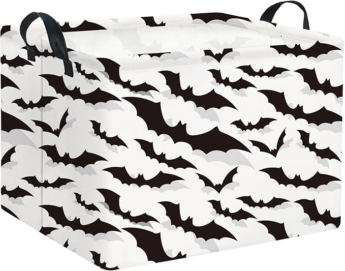 HIYAGON Rectangular Batman Basket Kids Storage Basket Kids Baby Nursery Basket for Boys Bat Room Decor Cute Toy Storage Organizer Bins Bedroom(Bats)