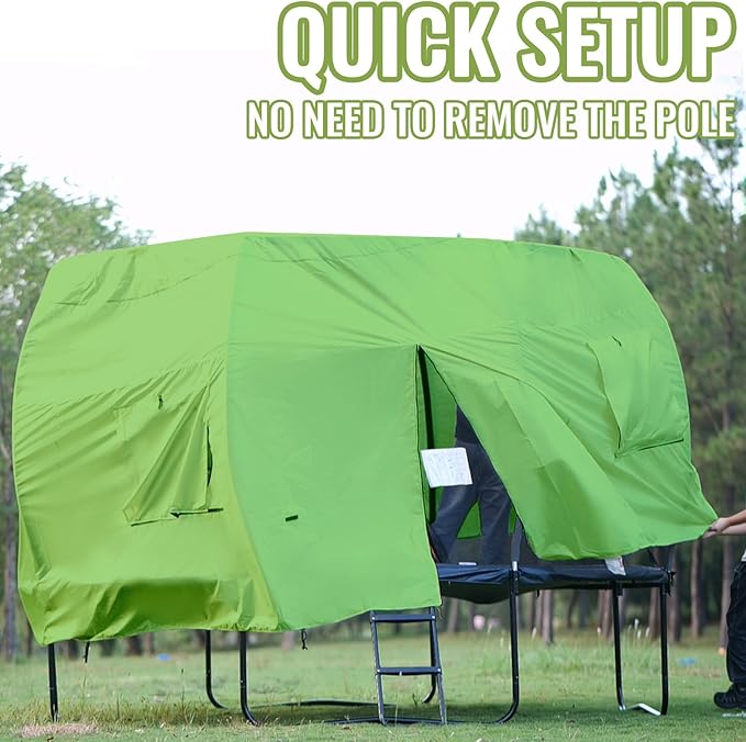 Gardenature 10FT/12FT/14FT Trampoline Tent(Tent Only), Fit Round Trampolines, Shade Cover with LED Light, Outdoor Trampolien Accessories, Anti-Tear, Beige