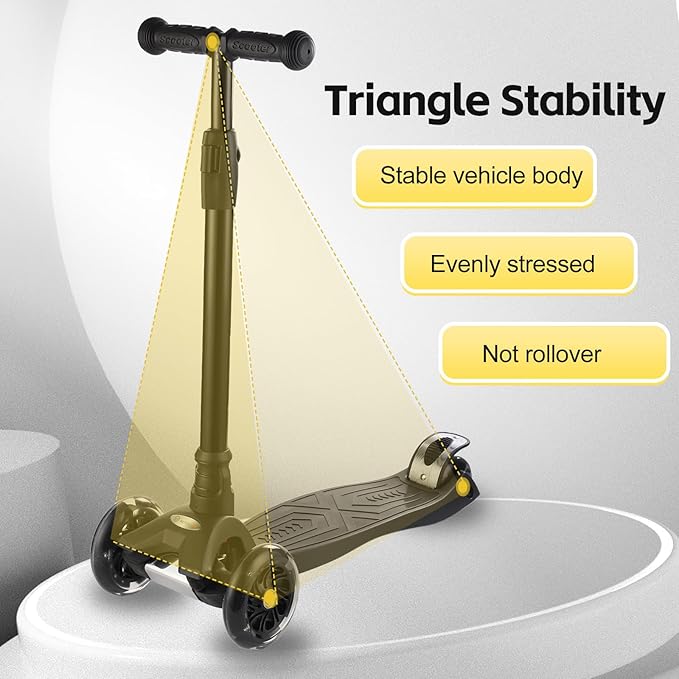 3 Wheel Scooter for Kids Ages 6-12,Kids Scooter with Light Up Wheels, Sturdy Deck Design, and 4 Height Adjustable Suitable for Kid Ages 3-12