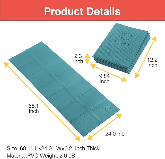 Folding Yoga Travel Pilates Mat Foldable Easy to Carry to Class Beach Park Tear resistant Travel Picnics 4mm Thick 9 Colors