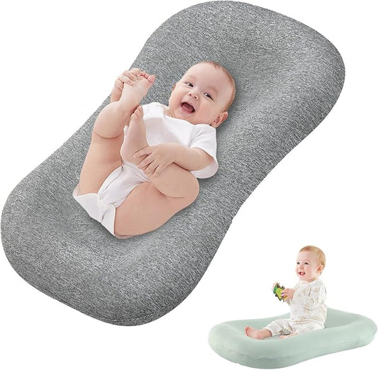 Baby Lounger Pillow, Infant Lounger for 0-24 Months, Soft Cotton and Portable Baby Lounger for Home (Gray)