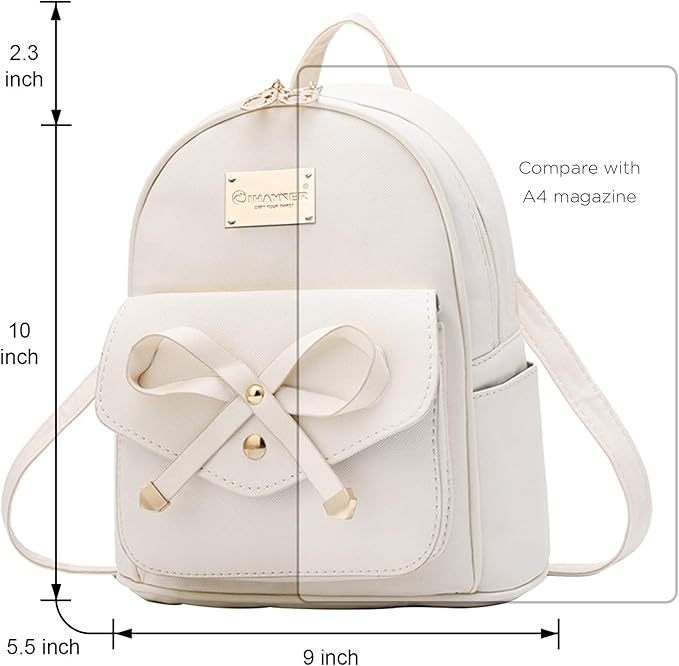 I IHAYNER Girls Bowknot Cute Leather Backpack Mini Backpack Purse for Women