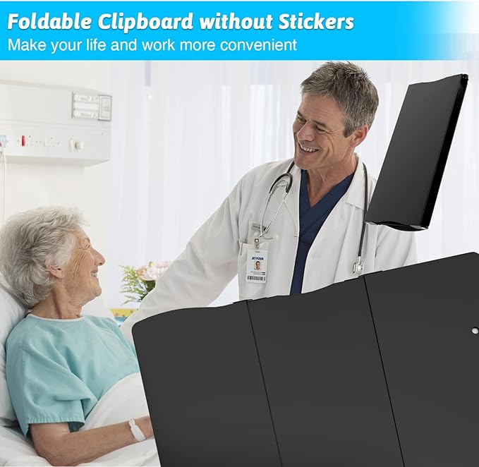 Clipboard Foldable Without Edition Cheat Sheets Aluminum 3 Layers Foldable Clipboards Pocket Size Profile Clip Clipboards Notepad for Students, Nurses,Contractor Trucker Driver