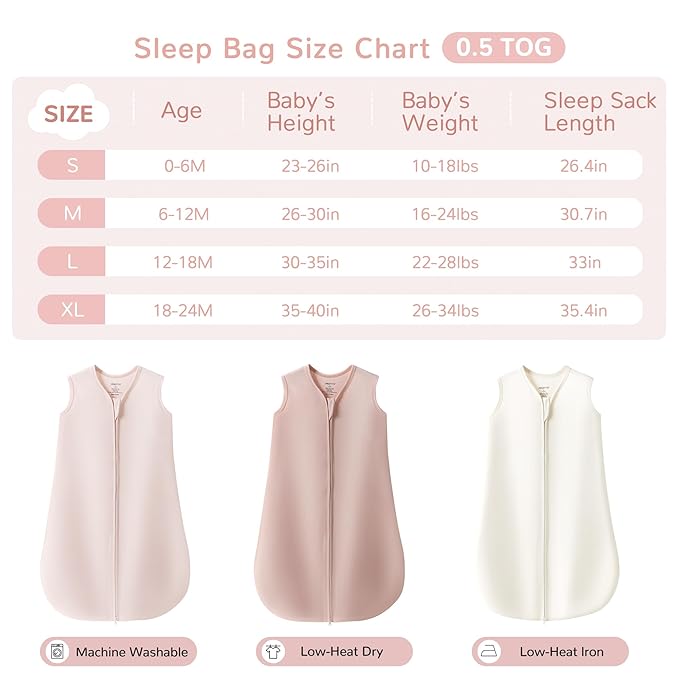 JELLYMONI Baby Sleep Sack 6-12 Months 100% Cotton Wearable Blanket, 0.5 TOG Soft Lightweight Toddler Sleeping Sack 3 Pack 2-Way Zipper Newborn Sleep Sacks