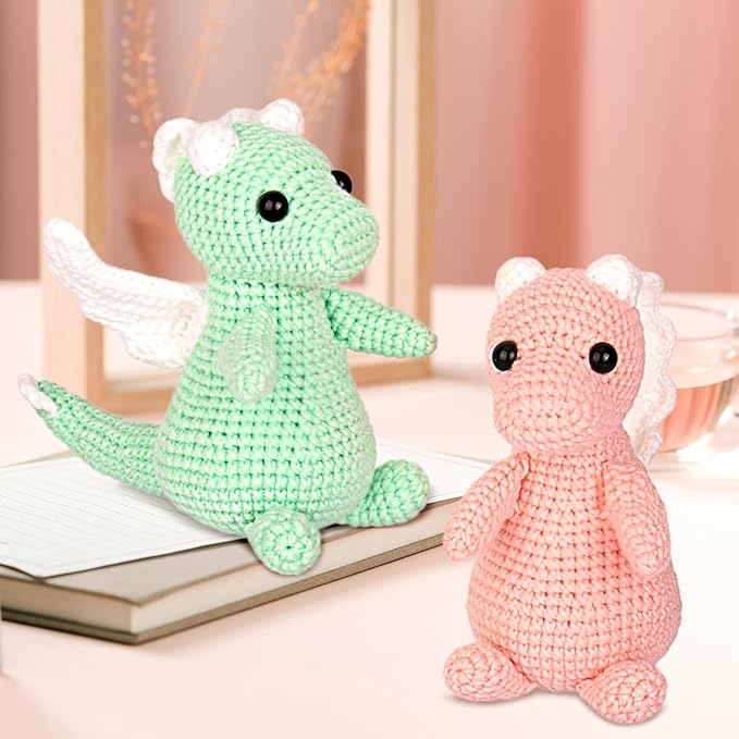 Crochetta Crochet Kit for Beginner, Crochet Starter Kit w Step-by-Step Video Tutorials, Crochet Kit for Beginners, Beginner Crochet Kit for Adults Kids Women Men Complete Kit Included (2 Dragons)