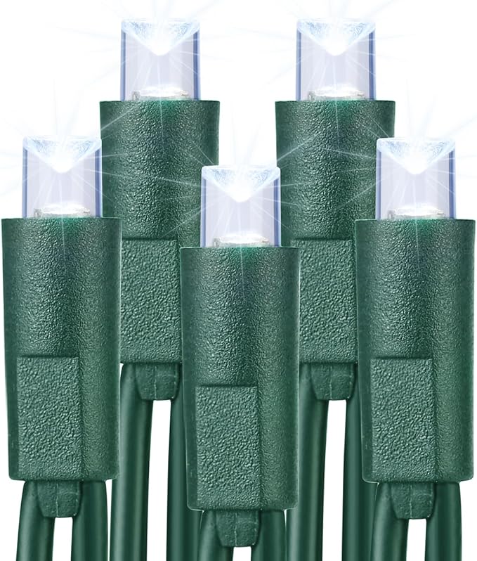 Brizled Cool White Christmas Lights, 33ft 100 LED Christmas Tree Lights, 5mm Wide Angle Xmas Light, Connectable 120V UL Certified Xmas Light String for Tree Party Wedding Home Indoor Outdoor Decor