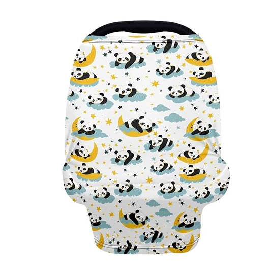 Binienty Cartoon Panda Carseat Cover for Baby Breathable Stretchy Baby Carseat Covers Lightweight Cartoon Car Seat Covers Infants Car Canopies