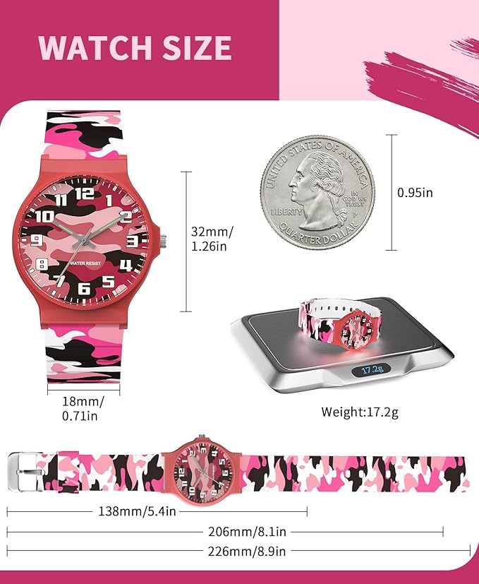 Kids Analog Watch Boys Girls, 30M Waterproof, Sports Watch for Boys, Easy to Read Children's Thin Dial Wrist Watches with Soft Band, for Ages 5-15 Kids Great Birthday Gifts Christmas Day