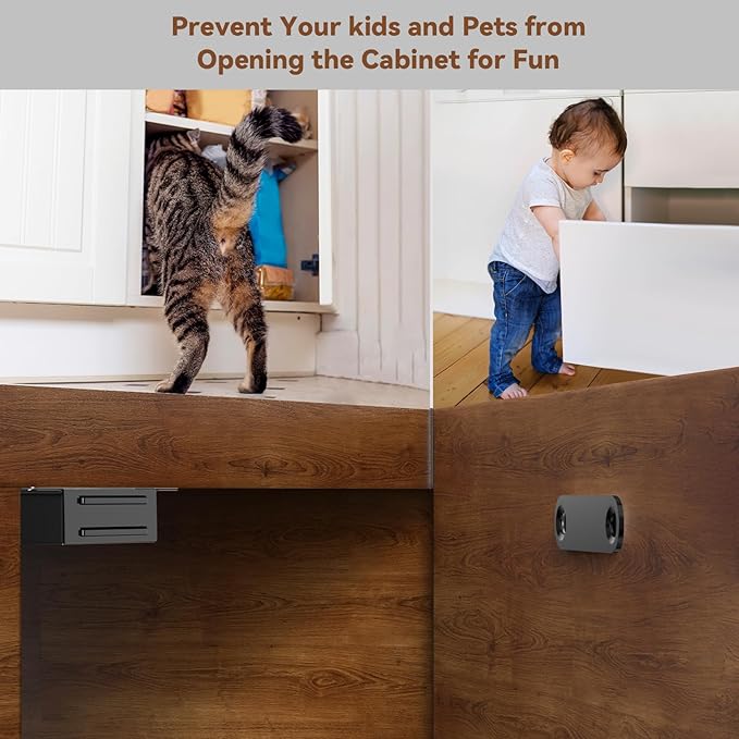 Cabinet Door Magnet, Flat Bottom Cabinet Magnetic Catch with Adhesive, Easy to Install,Only Takes 1 Minute,35lb Magnetic Cabinet Door Drawer Latch(Black, 8Pack)