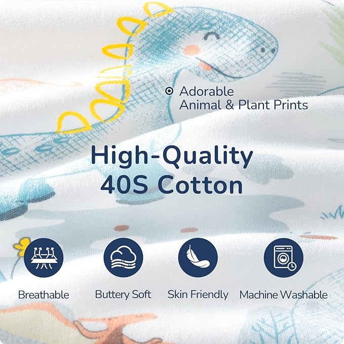 Baby Sleep Sack 3-6 Months, Cotton Detachable Long Sleeve Sleep Sack, 2.5 Tog Toddler Sleeping Sack with Temperature Strips, 2-Way Zipper Wearable Blankets for Newborns, Dinosaur