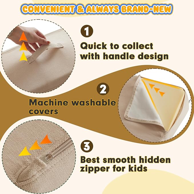 jela Foam Blocks 6Pcs Soft Play Equipment Luxury Miss Fabric, Toddler Climbing Toys Indoor Soft Play Climbing for Toddlers, Lightweight Climbing Blocks for Babies, Kids, Climb and Crawl Foam Playset