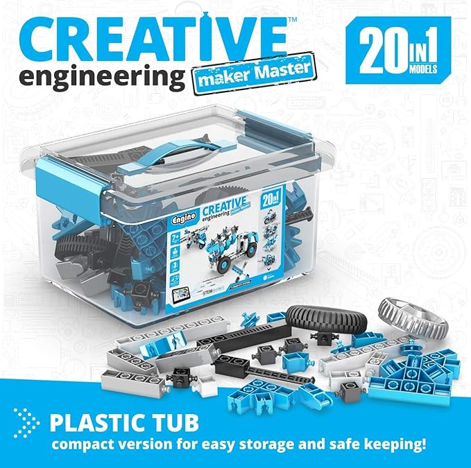 Engino Creative Engineering STEM Toys, 20 Multi Model Set, Building Toys for Kids 7+, Engineering Kit for Inventors, STEM Projects, Creative & Fun Play, Gift for Boys & Girls