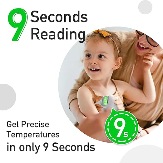 Boncare 9 Seconds Digital Basal Thermometer - Accurate Oral & Rectal Thermometer for Adults & Kids, Fever Alarm, Large Display (White)