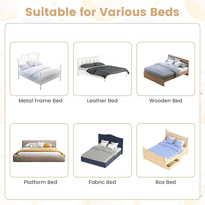 HONEY JOY 2 Pack Bed Rails for Toddlers, 60-Inch Extra Long, Foldable Portable Swing Down Safety Bed Guard Rail, Toddler Bed Rails for Crib, King Queen Full Twin Size Bed Mattress (Gray)