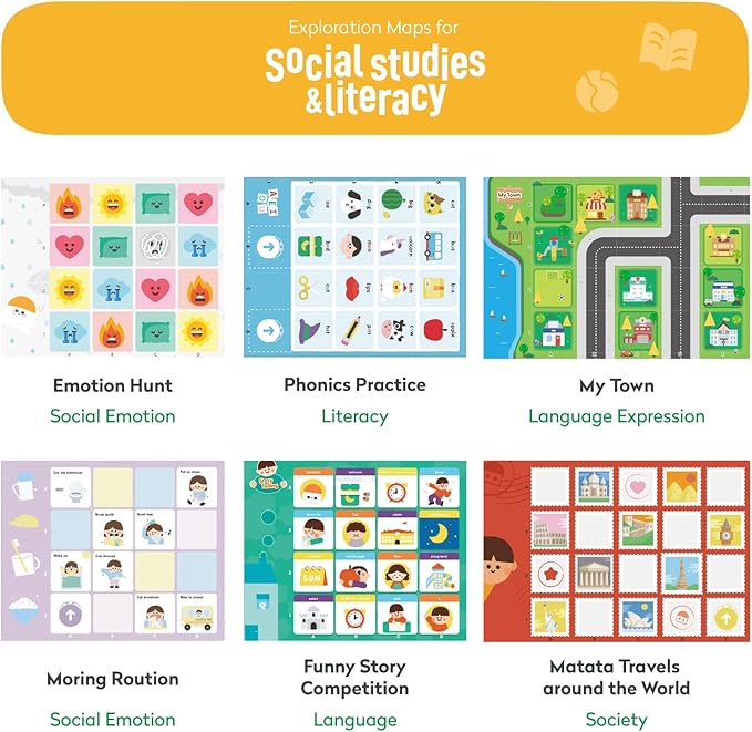 Exploration Map for Tale-Bot & Coding Set Series, Science Math Social Studies, Science Kit for Kids to Learn Science Mathematics Social Studies & Literacy