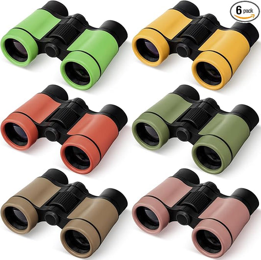 6 Pack Kid Binoculars Shockproof Mini Compact Binoculars Toys for Girls Boys Small Folding Telescope for Bird Watching Educational Learning Camping Birthday Gifts