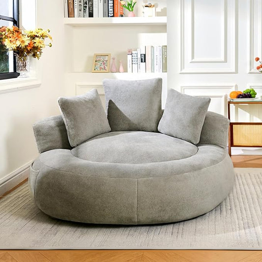 Bean Bag Chair for Adults, Comfortable Bean Bag Sofa with Back Support and Pillows, Giant Bean Bag Chairs Suitable for Living Rooms, Bedrooms and Apartments -Light Gray