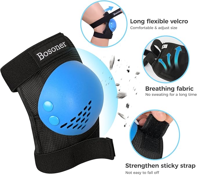 BOSONER Kids/Youth Knee Pad Elbow Pads for Roller Skates Cycling BMX Bike Skateboard Inline Rollerblading, Skating Skatings Scooter Riding Sports