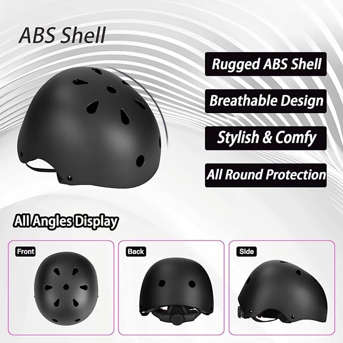 Kids Bike Helmet Set Adjustable Helmet for Ages 3-15 Kids Toddler Boys Girls Youth, Multi-Sport Bicycle Skateboarding Football Rollerskating Scooter Rollerblade Balance Bike Helmets