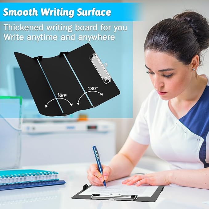 Clipboard Foldable Without Edition Cheat Sheets Aluminum 3 Layers Foldable Clipboards Pocket Size Profile Clip Clipboards Notepad for Students, Nurses,Contractor Trucker Driver