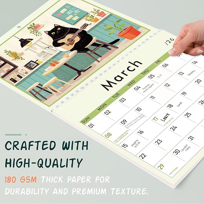 GuassLee Cat Vertical Wall Calendar 2025, 19-Months Art Hanging Wall Calendar Jun. 2025 to Dec. 2026, 14" x 23" Cute Cat Kitten Monthly Planner with Thick Paper for Office Home Decor Organizing