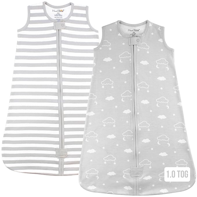 Baby Sleep Sack 1.0 TOG, Organic Cotton Baby Wearable Blanket with Two-Way Zipper, Swaddle Transition Baby Sleeping Bag, All-Season Sleep Sack for Newborn Infant Toddler Boy Girl, 2-Pack, 18-24 Month