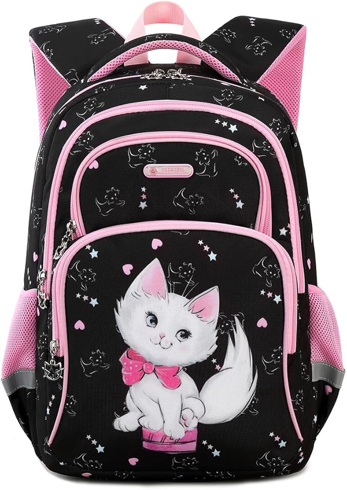 Cusangel Backpack for Girls Boys School Bookbags Kindergarten Elementary Lightweight Waterproof Multifunctional Large Capacity for Backpack (16 inch cat Fun Prints)