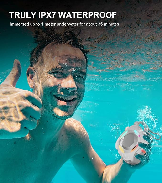 comiso Shower Bluetooth Speaker, IPX7 Waterproof Speaker with Multiple Light, Floating, Wireless Speakers with Punchy Bass and Loud HD Sound 2000mAh for Travel Beach Shower, Gift for Men, Women